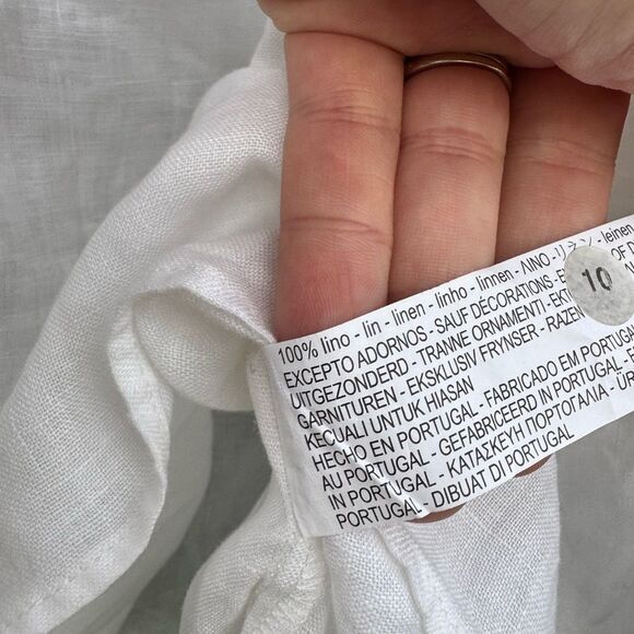 ZARA Women's White 100% Linen Off The Shoulder Flutter Sleeve Top Size Medium - Picture 8 of 8